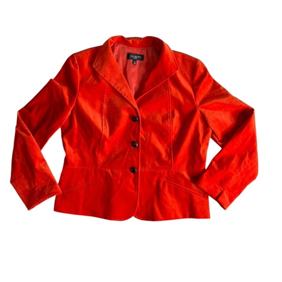 Talbots Velvet Three Button Peplum Blazer Jacket Burnt Orange (Size 16P) NWOT - Picture 2 of 12